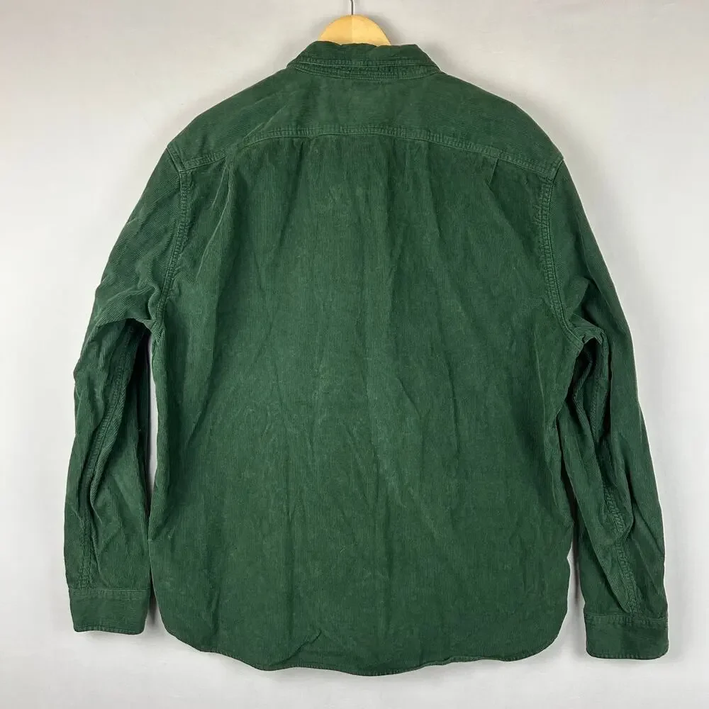 J. Crew Green Corduroy CPO Button Up Shirt Forest Green BJ464 Men's Size XXL